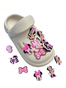 12pcs  Characters Shoe Decorations Accessories Charms For Clogs  Bubble Slides Sandals, Gift Idea For Birthday Christmas   Party Favors, Pink Cute Shoes Accessories For Spring Summer - Pink - View 3