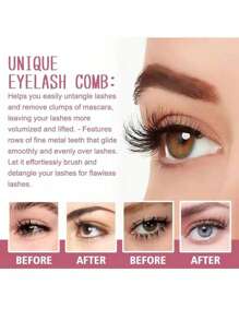 1pc Pink Steel Needle Eyelash Brush Set With Stainless Steel Fine-Tooth Portable Eyelash Curler Assist Tool, Eye Makeup Tool, False Eyelash Comb Tool