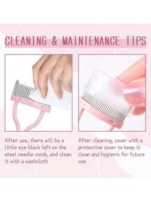 1pc Pink Steel Needle Eyelash Brush Set With Stainless Steel Fine-Tooth Portable Eyelash Curler Assist Tool, Eye Makeup Tool, False Eyelash Comb Tool