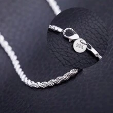 Hot Charms Fine 4MM Rope Chain Silver Plated Necklaces For Woman Men Classic Fashion Jewelry Wedding Party Holiday Gifts - Silver - View 3