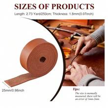 1Roll 1 Inch Wide Double Sided Smooth Leather Strip 98 Inch Long Single Side Leather Strip For DIY Craft Projects Pet Collars Belts Jewelry (Brown) - Brown - View 5