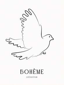 1 pieza Pintura impresa en lienzo, paloma blanca con patrón de flor de tinta, estilo minimalista moderno, beige/negro, arte de pared para la decoración de pasillo/corredor/dormitorio/sala de estar como fondo de sofá, sin marco, regalo perfecto, decoración del hogar, embalaje en tubo de PVC - Multicolor - Ver 15