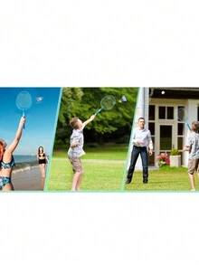 1set Small Size Badminton Racket For Boys And Girls - Outdoor Racquet Sports Toys With Shuttlecocks, Beach Lawn Yard Badminton Set Game For Adults, Backyard Outside Sport Game For Gift - Multicolor - View 4