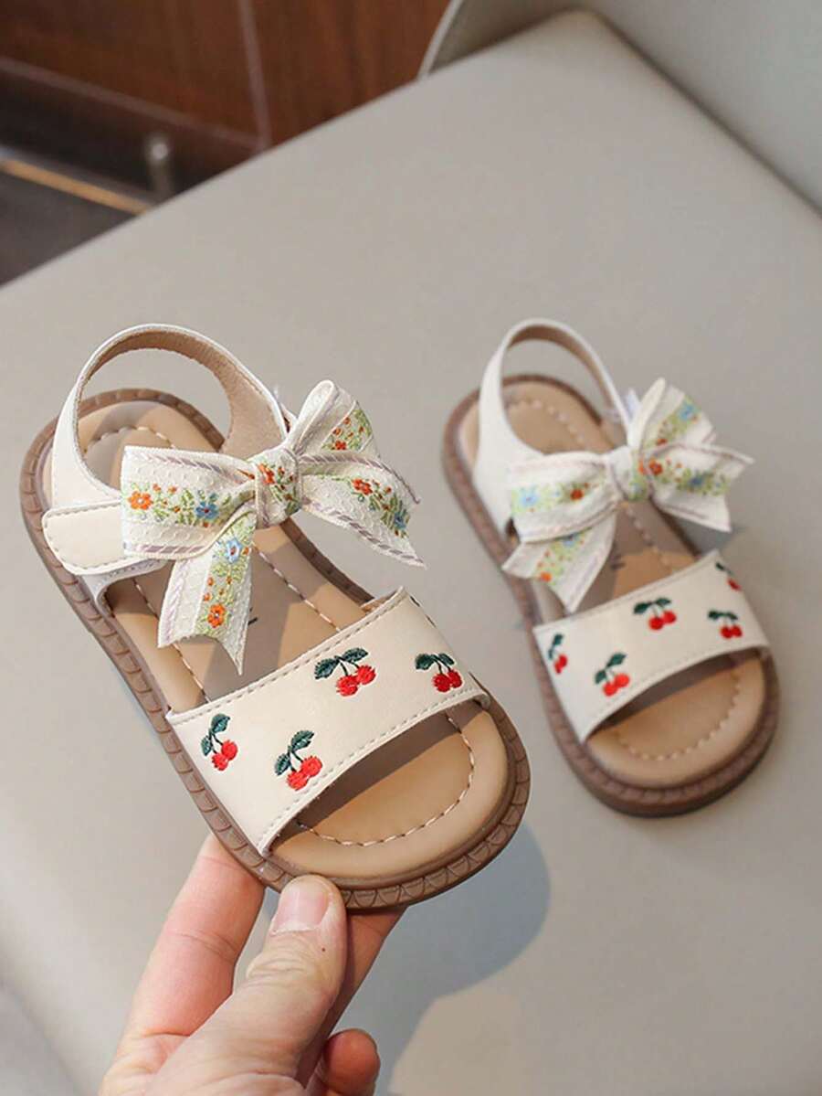 Dép Nữ, Giày Công Chúa Hoa Anh Đào & Nơ Phong Cách Mới Mùa Hè 2024, Giày Đa Năng Phong Cách Hàn Quốc - Màu be - Xem 1