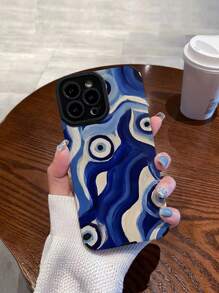 1入組3D眼紋紋理皮革抗震手機殼，適用於iPhone和三星手機 - 彩色 - 查看 2