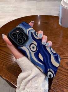 1入組3D眼紋紋理皮革抗震手機殼，適用於iPhone和三星手機 - 彩色 - 查看 5