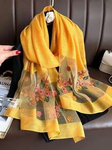 1 Khăn Quàng Mỏng Đính Hạt Thêu Hoa Mới Cho Nữ, Khăn Choàng Thanh Lịch Thời Trang Để Chống Nắng, Chống Gió, Che Đi Biển Boho - Nhiều màu - Xem 13