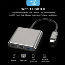 4K Stream & Fast Charge: USB-C To HDTV Adapter With Thunderbolt 3, USB 3.0 & Charging Port - Portable & Durable - Grey - View 1