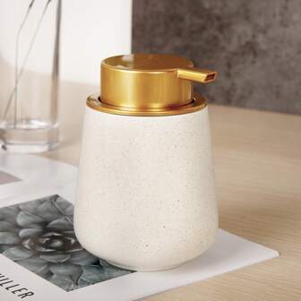 1 件 12 盎司泡沫洗手液瓶陶瓷泡沫皂液器手动按压宽口可再填充洁面乳、洗手液、沐浴露、洗发水、餐厅清洁剂乳液分配瓶 - 适用于酒店、厨房、浴室、家居饰品