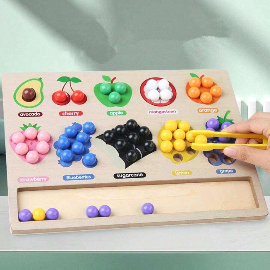 Wooden Montessori Toys Wooden Pegboard Bead Game For Toddlers
