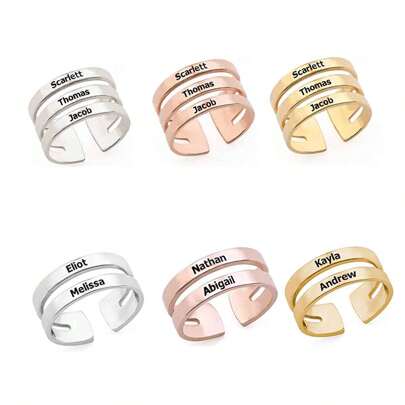 Silver Custom Graved Dubbel Namn Ring Par Ihålig öppning i rostfritt stål Justerbar Ring Alla hjärtans dag Present Alla hjärtans dag, Silver, Snygg, Färgglad, Vintage, Enkel, Unisex, Casual, Cuties, Anpassad, Personlig, Unika, Idealiska presenter till honom, Idealiska presenter för honom Henne, Henne, Pojkvän, Flickvän, Pappa, Mamma, Familj, Vänner, För årsdagar, För födelsedagar, För examen, För Bal, För Fest, Smycken i rostfritt stål
