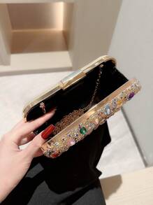 Sac de soirée Moonlit EveBag pour femmes, sac à main scintillant et à strass pour fête, sac à main en boîte pour robe de cocktail