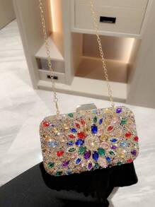 Sac de soirée Moonlit EveBag pour femmes, sac à main scintillant et à strass pour fête, sac à main en boîte pour robe de cocktail