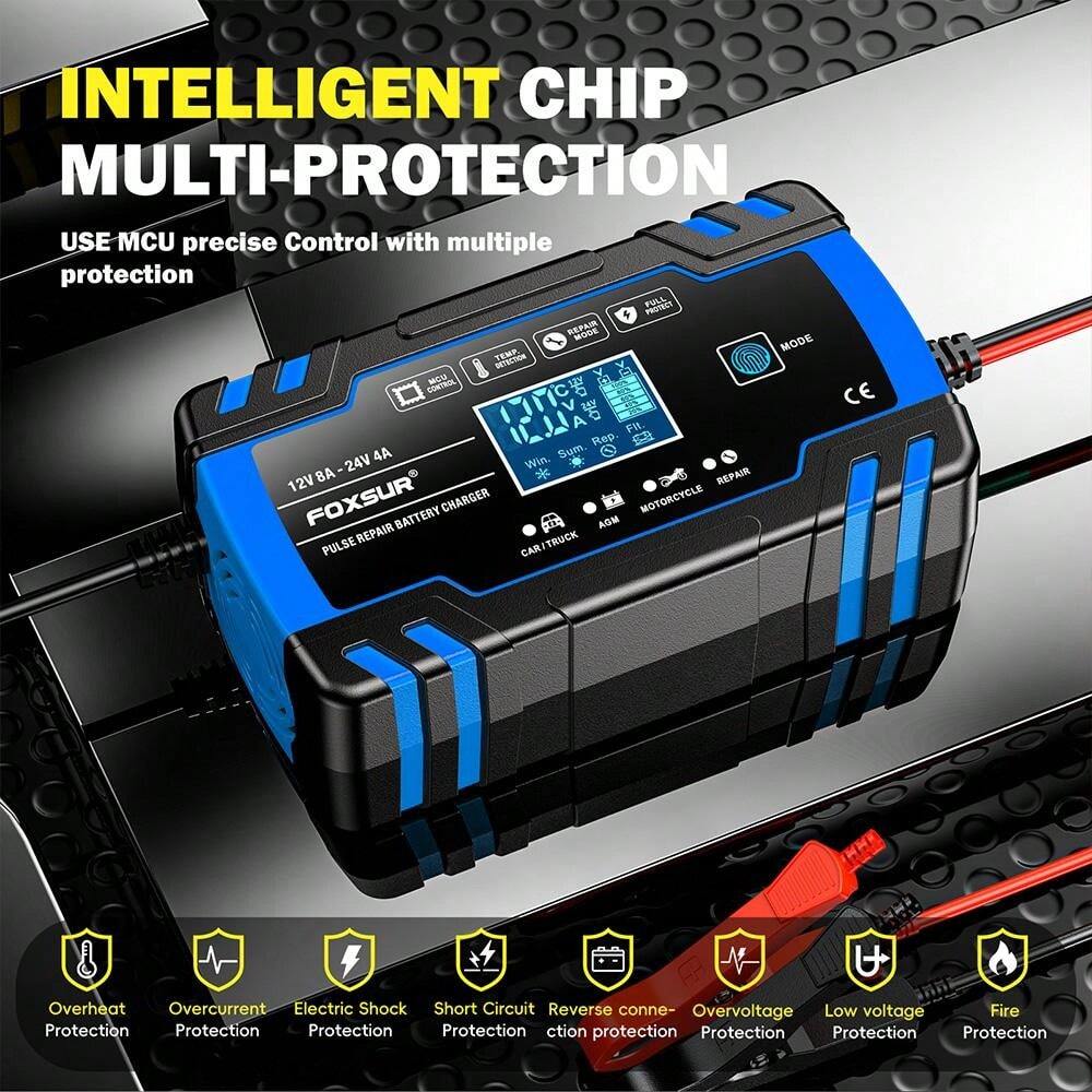 Intelligentes Auto Batterieladegerät - Automatische Ladung & Reparatur | Mit LED Display Für Motorrad & Auto