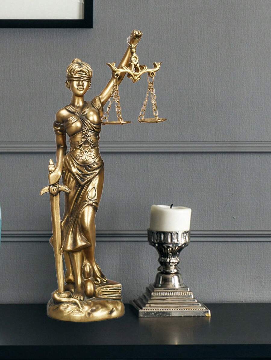 Estatua de resina de la Dama de la Justicia, símbolo de la equidad, ideal para decoración de oficinas, sala de estar, biblioteca, estante de libros, escritorio y como regalo festivo - Bronce - Ver 1