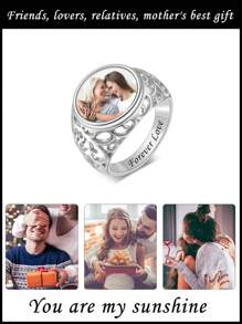 Bagues photo personnalisées, bague sigillaire avec image personnalisée, bijoux commémoratifs cadeau pour elle, maman, grand-mère pour la fête des mères, la Saint-Valentin, l