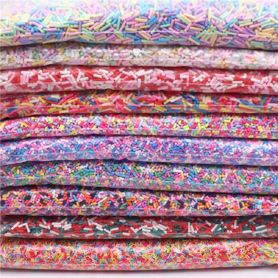 2-10mm Short Long Polymer Clay Cylindrical Candy Sprinkles Hot Soft Pottery For Decoration DIY Crafts Filler Accessories 20g/Bag