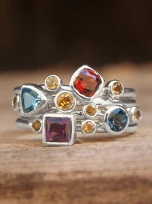 1枚精美立方氧化锆戒指，女士情人节礼物，结婚纪念日派对首饰 - 1# - 查看 29