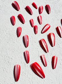 Press On Nails Almond - Soft Gel Short Fake Nail With Nail Glue, Reusable Opaque Stick On Nails In 12 Sizes,24 Nail Kit, Blinking Red Cat Eye Comes With A Piece Of Jelly + A Nail File (Nail File Color Is Random) Nail Supplies - Multicolor - View 4