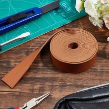 1Roll 1 Inch Wide Double Sided Smooth Leather Strip 98 Inch Long Single Side Leather Strip For DIY Craft Projects Pet Collars Belts Jewelry (Brown) - Brown - View 2