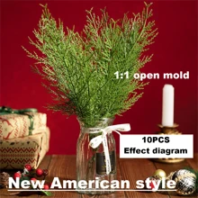 10 piezas de ramas de pino artificiales, hojas de ciprés artificiales, diseño de aguja de pino de imitación, adecuado para arreglos de boda, decoraciones de Año Nuevo, regalos de cumpleaños, decoraciones para colocar en mesas de fiestas de cumpleaños, cestas de flores de boda, decoraciones para el hogar, restaurantes, dormitorios, decoraciones de alféizar, Día de San Valentín, decoraciones de Año Nuevo, jardines al aire libre, temporada de regreso a la escuela, Día de San Valentín, regalo de graduación, decoración de jardín, plantas artificiales, jardinería, flores artificiales - Verde - Ver 3