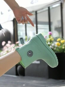 Women Mid-Calf Jelly Shoes, Elegant And Stylish, Non-Slip And Waterproof, Suitable For Rainy Days, Kitchen, Outdoor Activities, And Car Washing