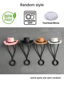 1PC Random Straw Lids, Straw Toppers, Reusable Straw Toppers, Cowboy Hat Shaped Silicone Straw Toppers, Decorative Straw Toppers, For Parties, Gatherings With Friends, Dust Proof Straw Covers For 30 & 40 Ounce  Cup Straws, Party Supplies, Decorative Glass Accessories, Mother's Day Gifts