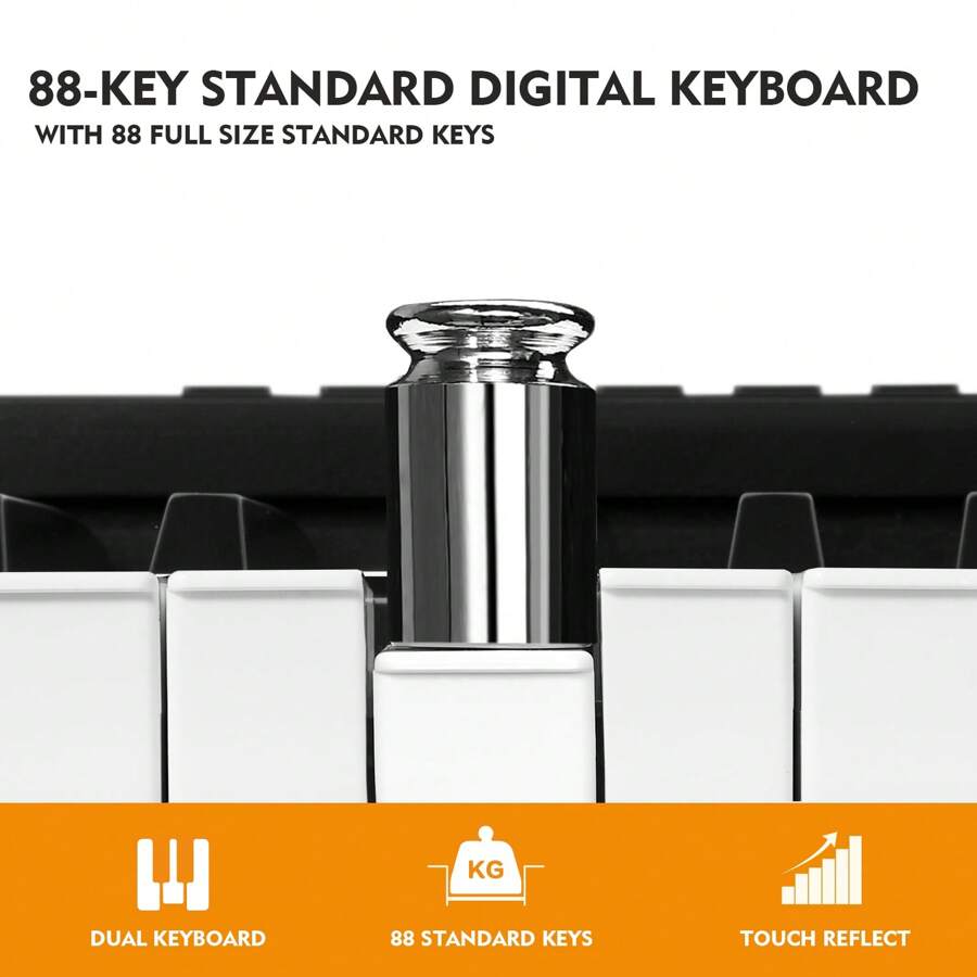 MUSTAR Digital Piano 88 Weighted Keys With Stand Touch Sensitivity