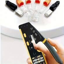 Herramienta de engarce de cable de red para cortar cables Ethernet con conector RJ45 y cabeza de cristal para cable CAT5/6A/7, herramienta de corte para uso en escritorio