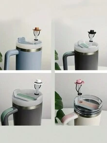 1PC Random Straw Lids, Straw Toppers, Reusable Straw Toppers, Cowboy Hat Shaped Silicone Straw Toppers, Decorative Straw Toppers, For Parties, Gatherings With Friends, Dust Proof Straw Covers For 30 & 40 Ounce  Cup Straws, Party Supplies, Decorative Glass Accessories, Mother's Day Gifts