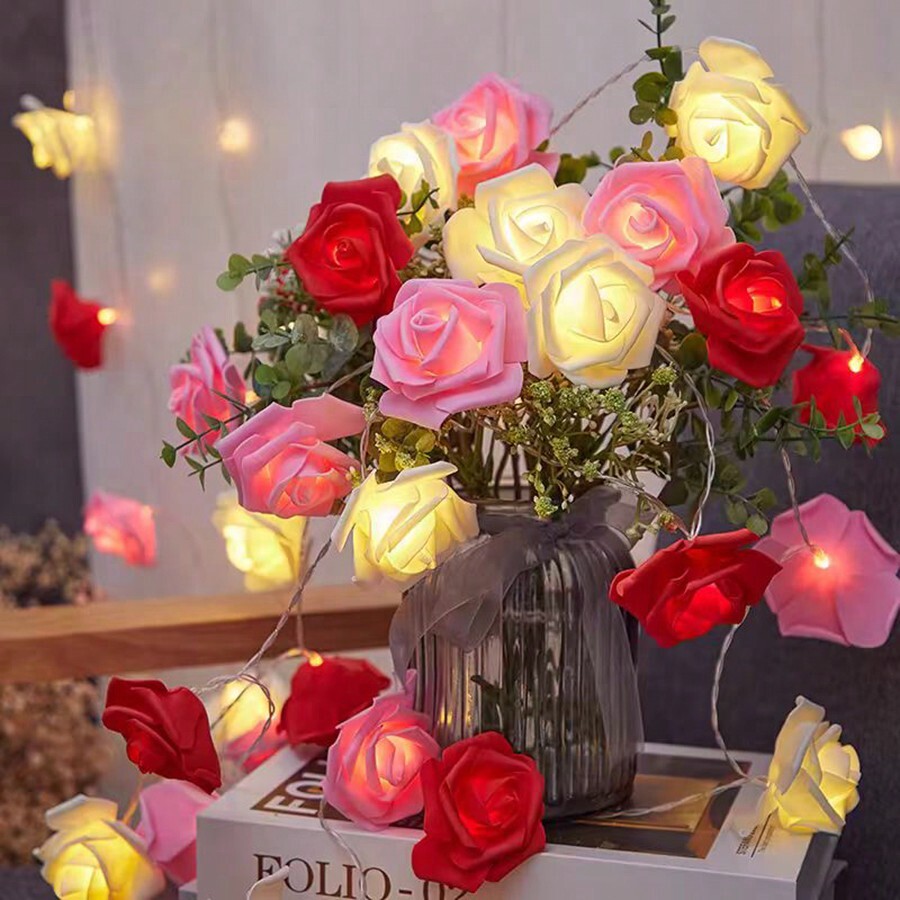10 Led 2M LED Battery Operated Rose Flower Romantic Mini Flower Decor