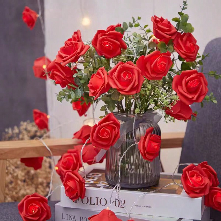 10 Led 2M LED Battery Operated Rose Flower Romantic Mini Flower Decor