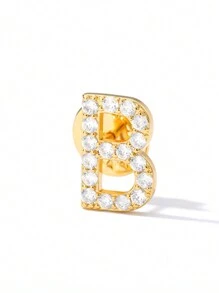 1 PIEZA Broche de oro vintage con inicial de circonita para traje, camisa, cuello de mujer u hombre, de la letra A a la Z, broche de solapa con strass para suéter, abrigo, nombre, joya estética para boda, regalo (sin caja de regalo) - Amarillo Oro - Ver 26