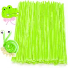100 Bộ Làm Sạch Đường Ống Nhiều Màu Sắc, Thân Cây Chenille - huỳnh quang màu xanh lá cây - Xem 1