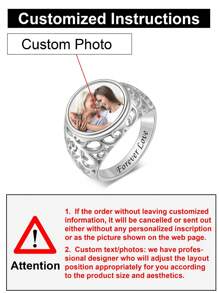 Bagues photo personnalisées, bague sigillaire avec image personnalisée, bijoux commémoratifs cadeau pour elle, maman, grand-mère pour la fête des mères, la Saint-Valentin, l