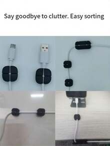 1pc New Cross-Shaped Self-Adhesive Cable Organizer, Desk/Makeup Table Charger Cable Holder - Multicolor - View 7