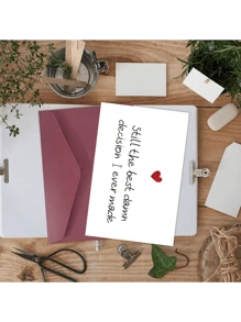 1pc Romantic Anniversary Card, Birthday Card For Girlfriend Boyfriend, Wife Husband, Best Decision For Love, Engagement Valentine'S Day Card,Greeting Cards,Postcards,Greeting Cards,Blank Interior For Custom Message.