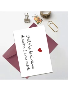 1pc Romantic Anniversary Card, Birthday Card For Girlfriend Boyfriend, Wife Husband, Best Decision For Love, Engagement Valentine'S Day Card,Greeting Cards,Postcards,Greeting Cards,Blank Interior For Custom Message.