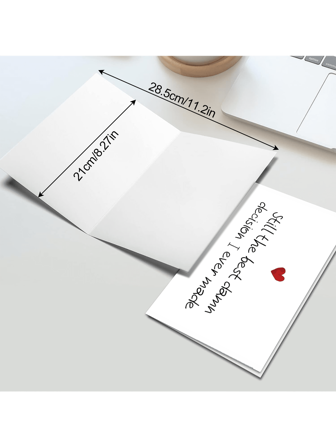 1張浪漫週年紀念卡，適用於女友、男友、妻子、丈夫，是愛情的最佳決定，還有訂婚情人節卡片，賀卡，明信片，內部空白可自定義信息。