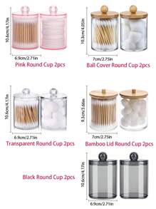 3M 2入組棉花棒盒和10安士塑料藥瓶套裝，多款顏色供浴室儲藏和整理使用，清潔草簽分配器，牙籤絲棒收納盒，化妝棉存儲