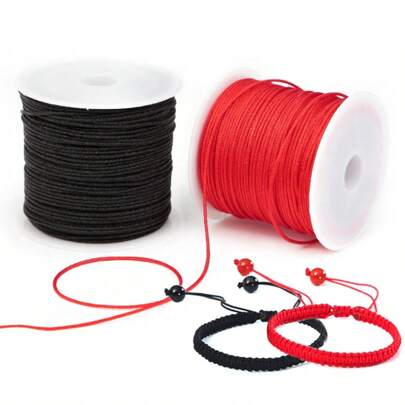 1 rollo de 45 m/1771 pulgadas/49 yardas de hilo trenzado a mano DIY de 0.8 mm de grosor para joyería, hilo chino de nudos con cuentas para brazaletes, bisutería, collares, manualidades de macramé, carillones de viento, fabricación de joyas