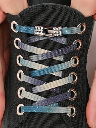 1 paio di lacci elastici senza nodi con fibbia di strass e perle luccicanti, alla moda e adatti per scarpi sportivi, scarpe sportive, scarpe bianche, scarpe da basket, scarpe da ginnastica, scarpe casual