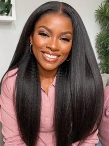 UNice Hair Yaki Straight Wear Go Glueless Wig Pre Bleached 7x5 Lace Closure Wig Bye-Bye Knots Wig Pre Plucked Pre Cut Lace Front Wig With Elastic Drawstring 360 Cozy Hug Unice Wigs For Women