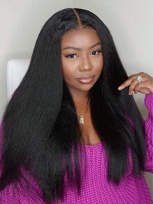 UNice Hair Yaki Straight Wear Go Glueless Wig Pre Bleached 7x5 Lace Closure Wig Bye-Bye Knots Wig Pre Plucked Pre Cut Lace Front Wig With Elastic Drawstring 360 Cozy Hug Unice Wigs For Women