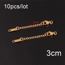 10pcs Stainless Steel Extension Chains Extended Tail Chains Lobster Clasps Connectors DIY Jewelry Making Findings Bracelet Necklace