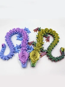 3D列印的玫瑰龍水晶龍神工藝擺飾禮物 創意汽車裝飾[隨機條紋顏色] - 玫瑰水晶龍 - 查看 1