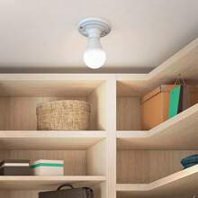 E26 Socket Outlet Box Mount Keyless Plastic Lamp Holder, Top Wired Lamp Holder With Pull Chain, Incandescent/Fluorescent/LED Porcelain Lampholder  Medium Base - White - View 3