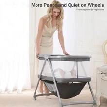 UBRAVOO All Mesh Baby Crib With Mattress 3-In-1 For Newborn 0-8 Months , Travel Cot | Cradle | Crib On Wheels Convertible With Mosquito Net - Grey - View 5