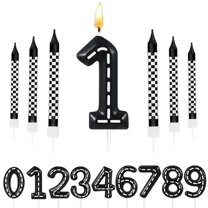 7pcs Racing Car Themed Birthday Candles, Checkered Pattern, Numbers 1-9, Truck Shape, Cake Decor, Suitable For Racing Car Themed Party Decoration, Baby Shower, Boys/Girls/Teens Birthday Cake Decor, Classmates Gathering, Best Birthday Gift, Graduation Ceremony, Christmas Decor, Home Christmas Gift, Valentine's Day Decor