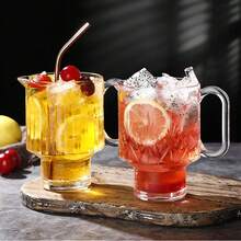 1入熱飲玻璃杯[600ml]大容量飲料杯，附手柄，可盛裝水果茶、冰果汁和奶茶 - 無色 - 查看 9